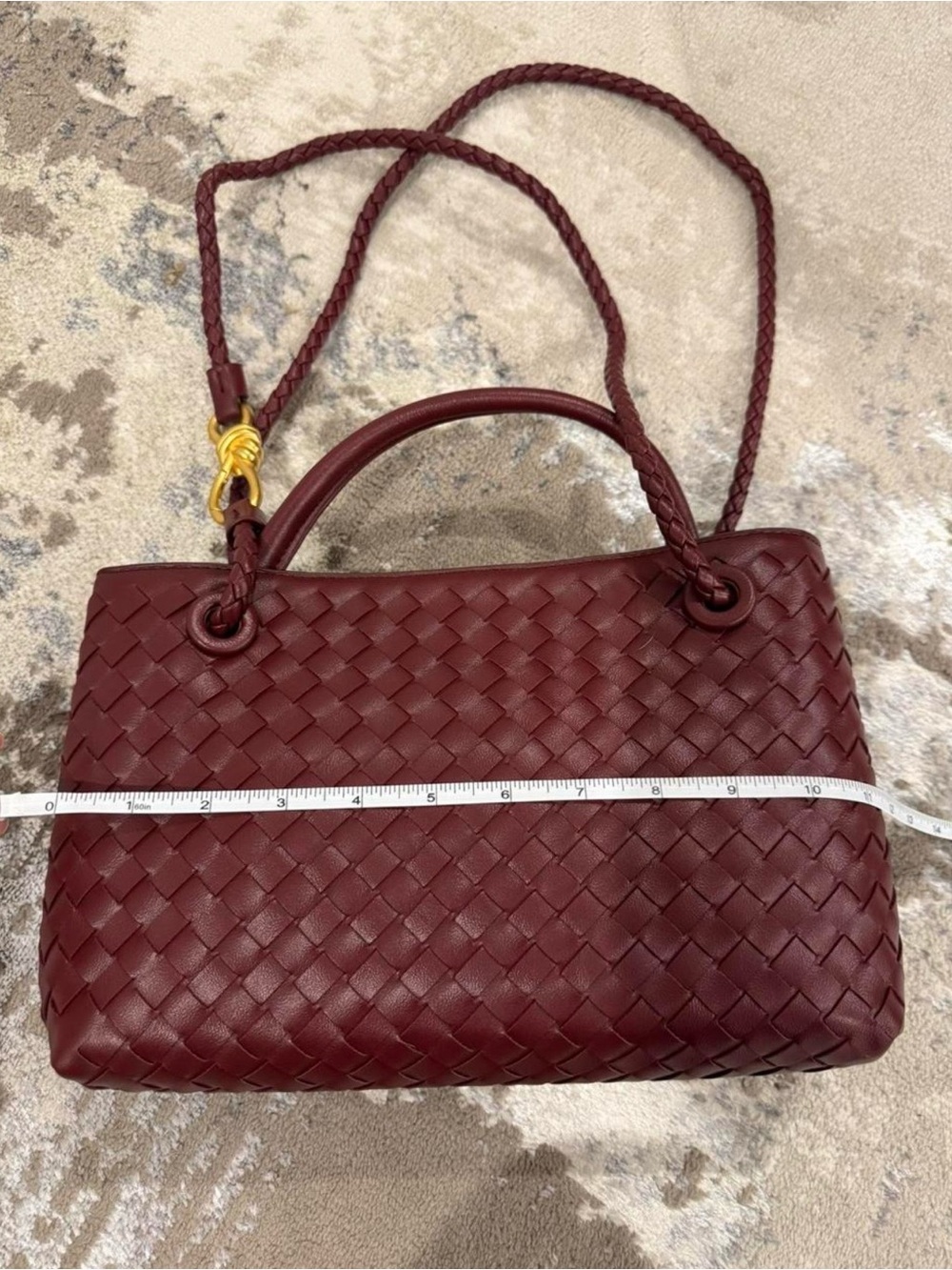 Woven Leather Shoulder Bag in Burgundy Brandnew - Picture 6 of 7